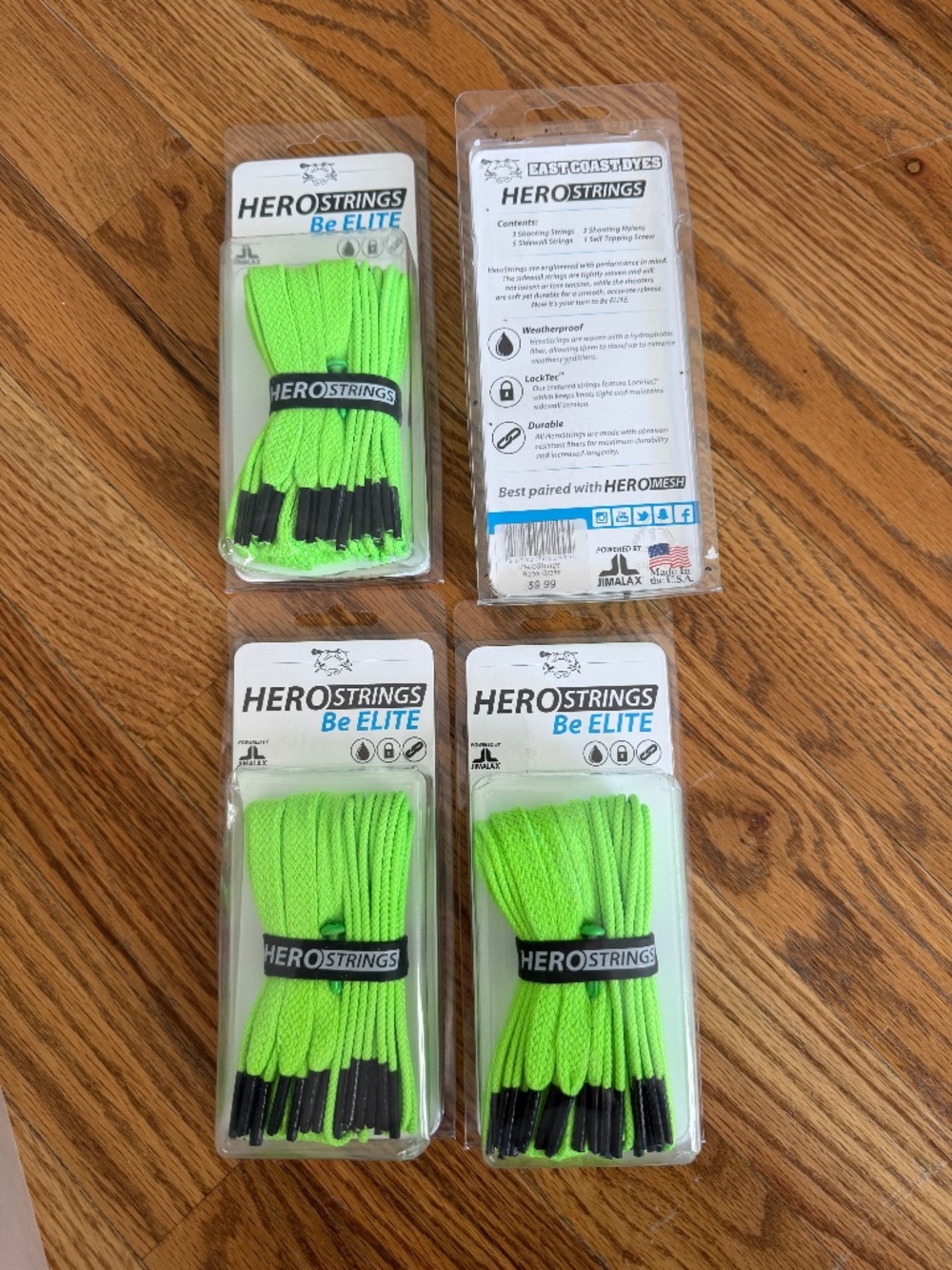 NIB ECD Hero Strings Be Elite Lacrosse string kit Neon Green